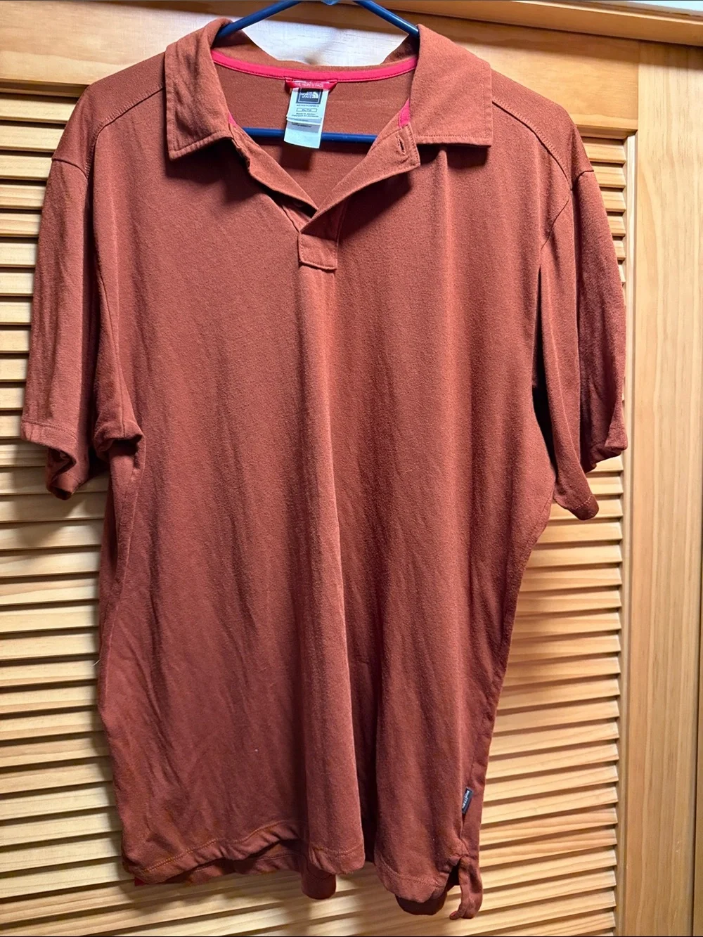 The North Face Men's Rust Orange Polo Shirt XL lightweight, breathable